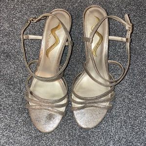 Metallic gold small kitten heels (prom dress shoes)